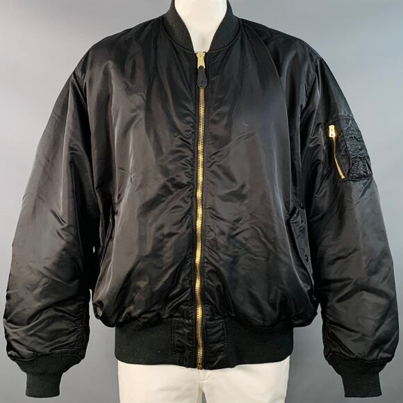 ALPHA INDUSTRIES Size 4XL Black Orange Nylon Reversible Bomber Jacket - Picture 1 of 11
